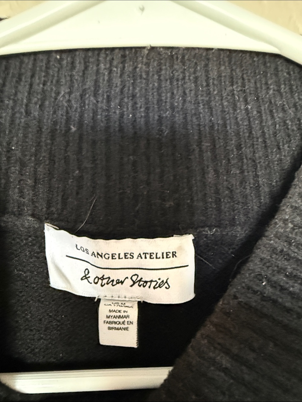 & Other Stories Black Mock Neck Cropped Sweater - Picture 2 of 3